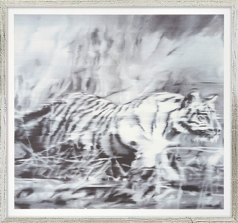 Bild "Tiger" (1965), silverfärgad inramad version av Gerhard Richter