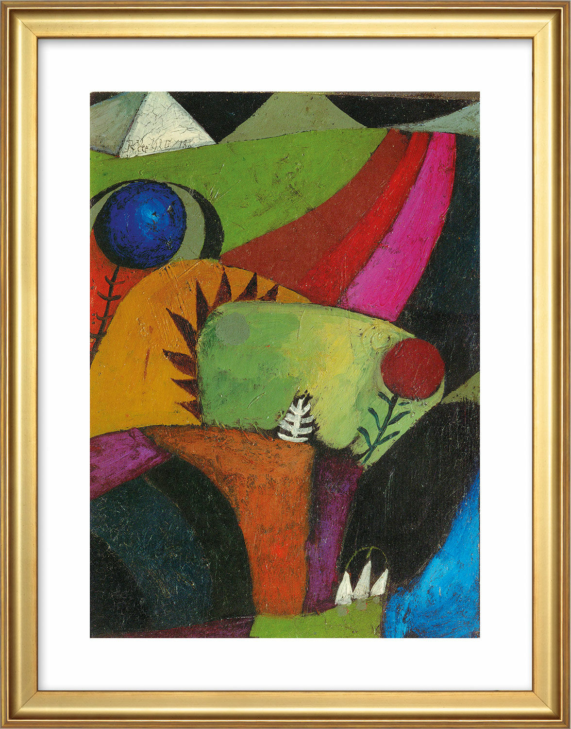 Picture "Three White Bellflowers" (1920), framed by Paul Klee