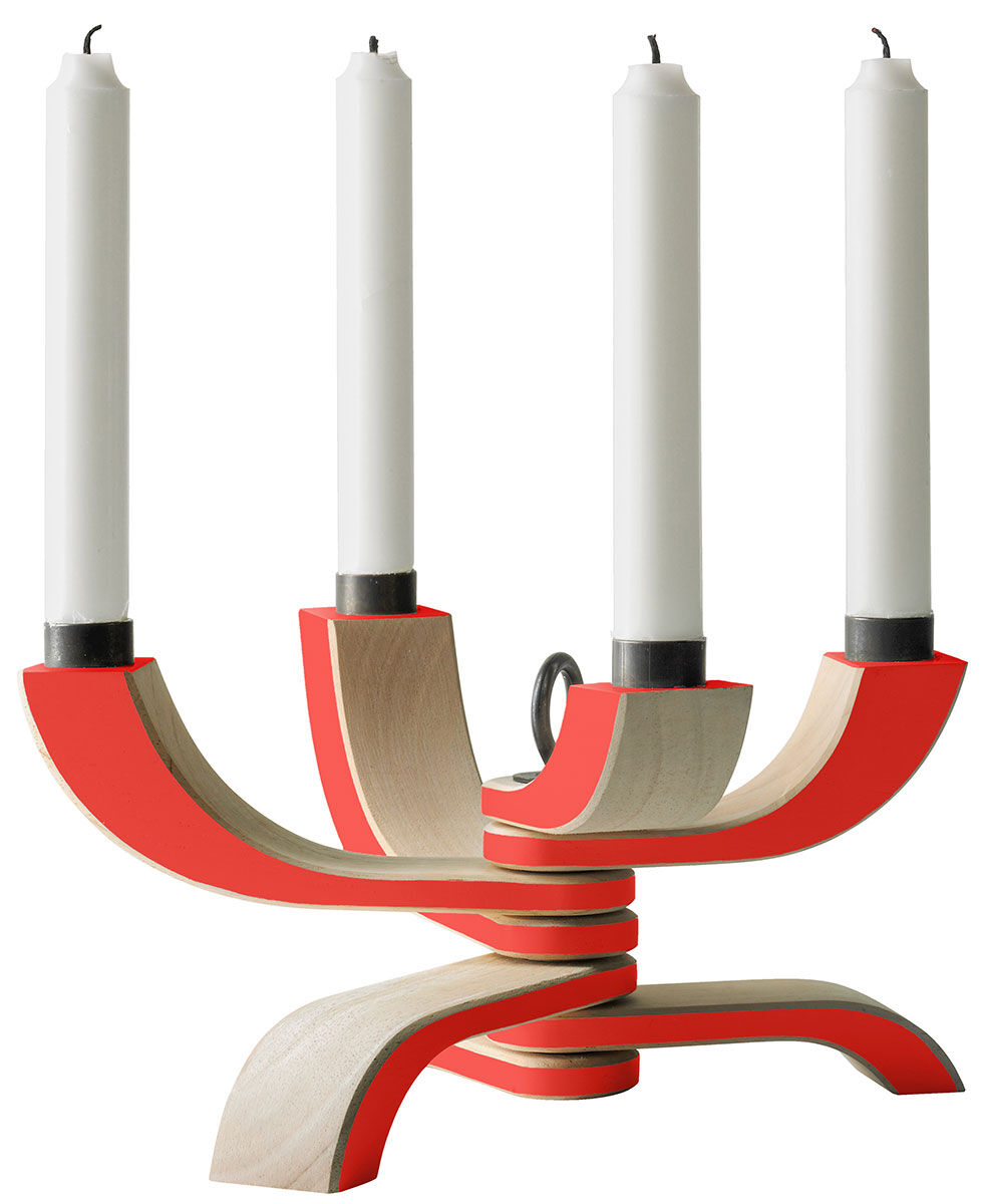 4-arm candle holder "Nordic Light" (flexible, without candles), red version by Design House Stockholm