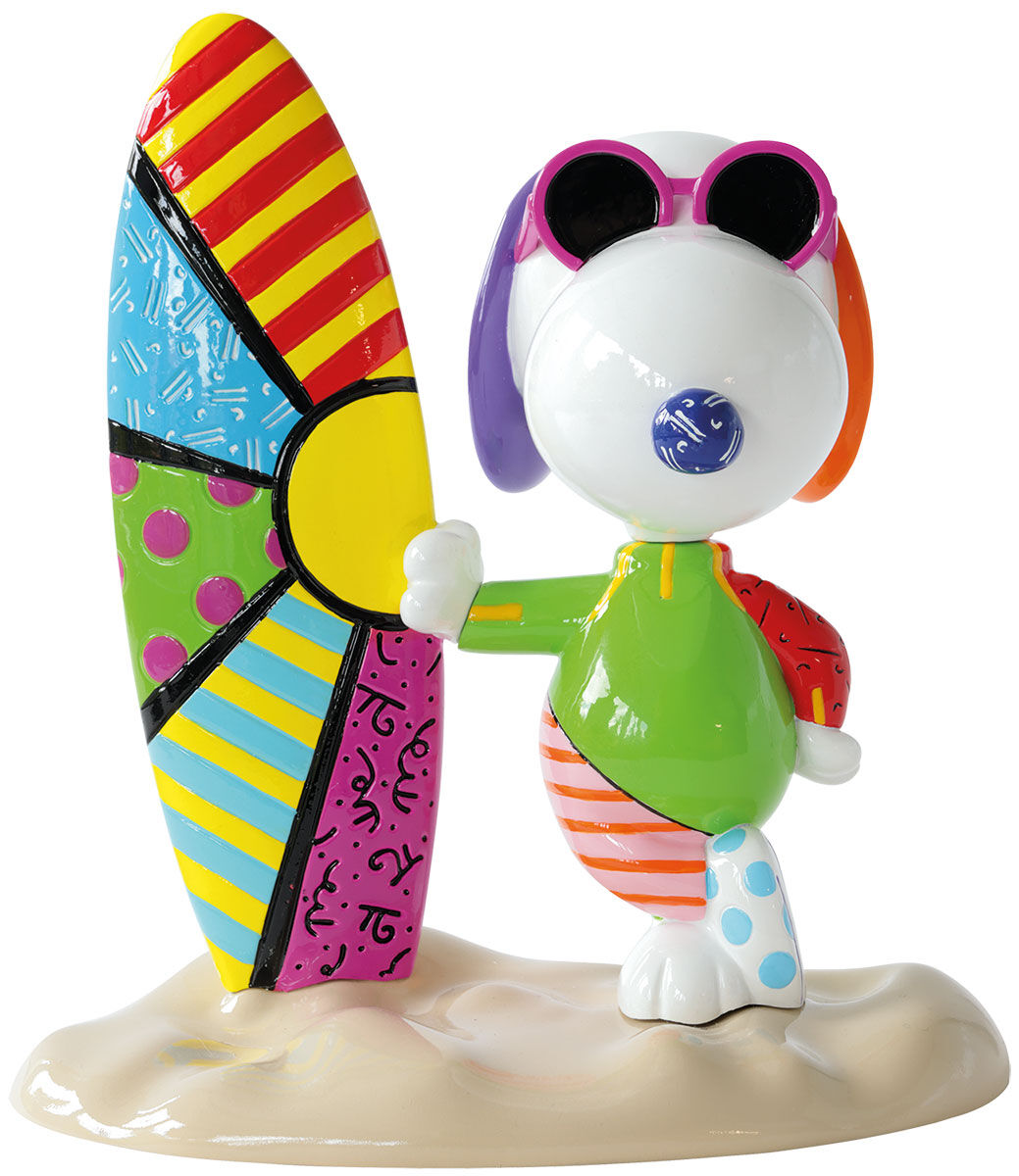Dekofigur "Snoopy beim Surfen", Kunstguss von Romero Britto