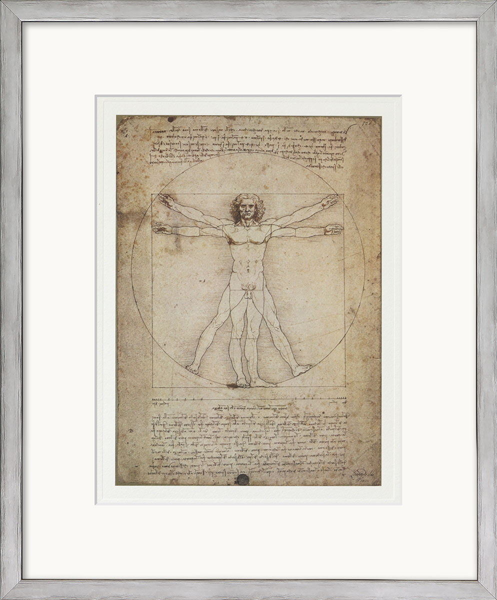 Tableau "Schema delle Proporzioni", encadré de Leonardo da Vinci