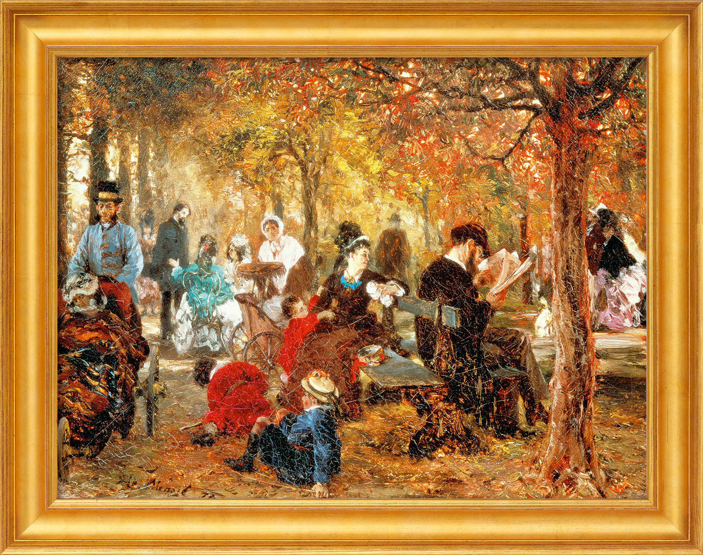 Picture "In the Jardin de Luxembourg" (1876), framed by Adolph von Menzel