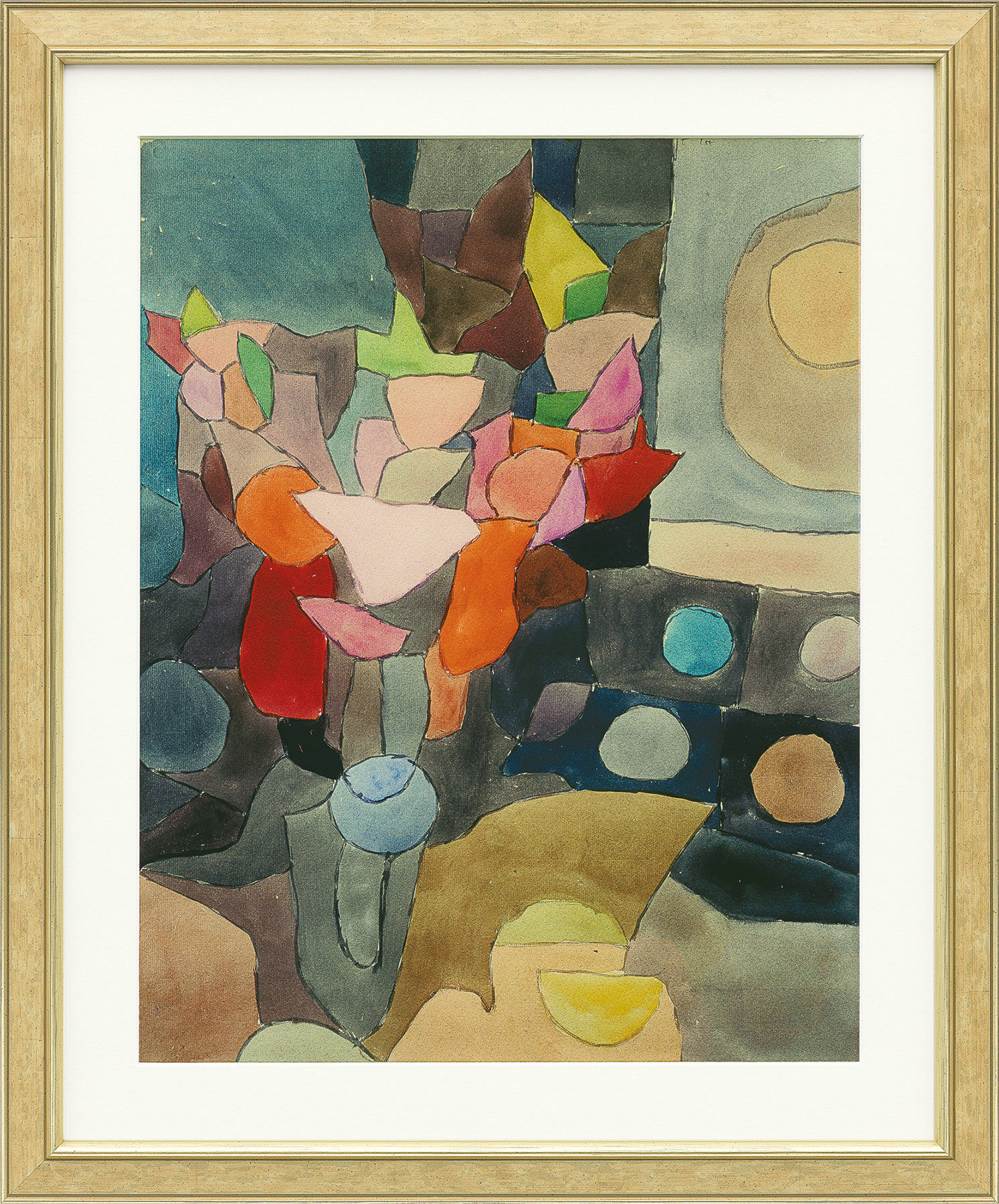 Bild "Gladiolen-Stillleben" (1932), gerahmt von Paul Klee