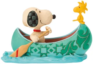 Dekofigur "Snoopy und Woodstock im Kanu", Kunstguss