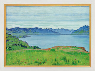 Bild "Landschaft am Genfersee mit Blick gegen das Wallis" (1907), gerahmt