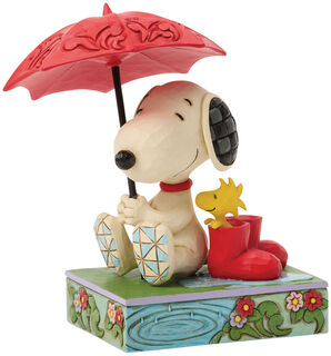 Dekofigur "Snoopy and Woodstock Under an Umbrella", Kunstguss