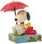 Decoratiefiguurtje "Snoopy en Woodstock onder een paraplu", gegoten