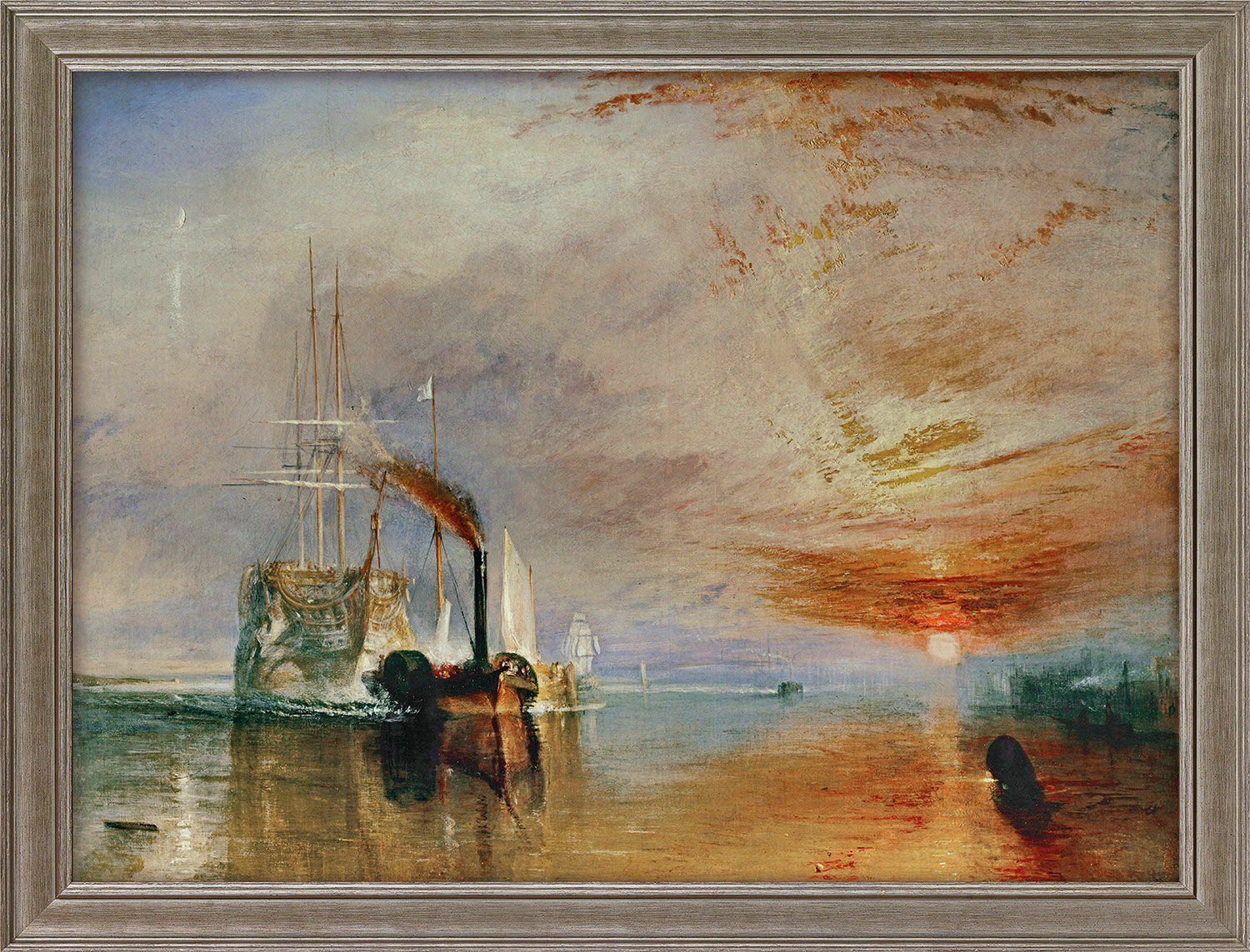 Bild "Die letzte Fahrt der Temeraire" (1839), gerahmt von William Turner