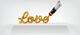 Scultura lettering / oggetto decorativo "Love", versione dorata di Sequenze