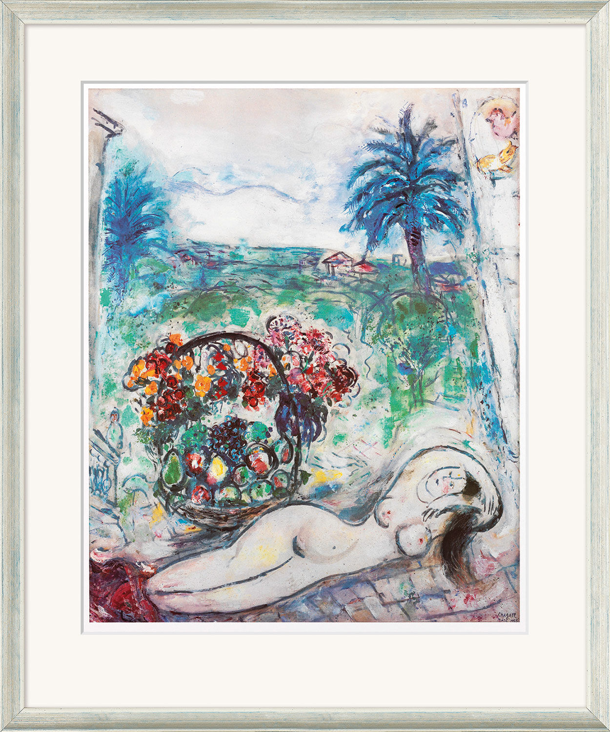 Quadro "Nudo con cesto di fiori" (1955), incorniciato di Marc Chagall
