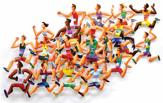 3D-Wandskulptur "Long Distance Runners" (2004), Aluminium