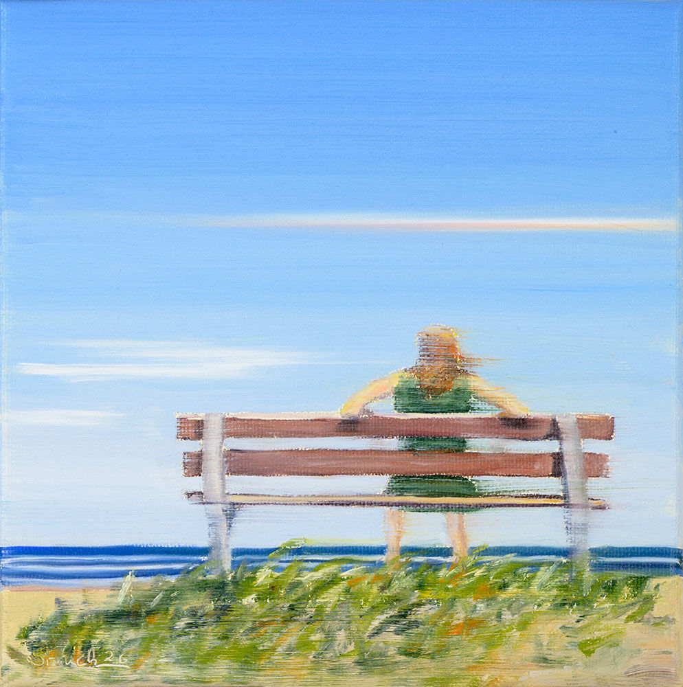Billederne »Days by the Sea 2« (2026) (Original / Unikt værk), på rammebund af Anja Struck