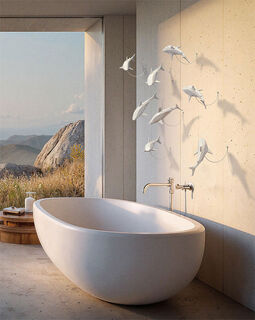 Figurine en porcelaine / objet mural "Requin", version blanche de Andreas Franke