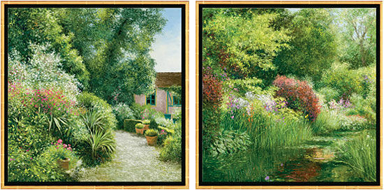 Set of 2 pictures "Le Jardin Baudy à Giverny" + "Le Mois de Mai à Giverny" by Jean-Claude Cubaynes