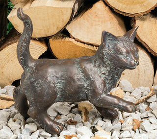 Gartenskulptur "Kätzchen, stehend", Bronze