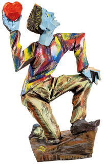 Sculpture "Catch" (Original / Unique piece), hand-painted wood by Roman Johann Strobl