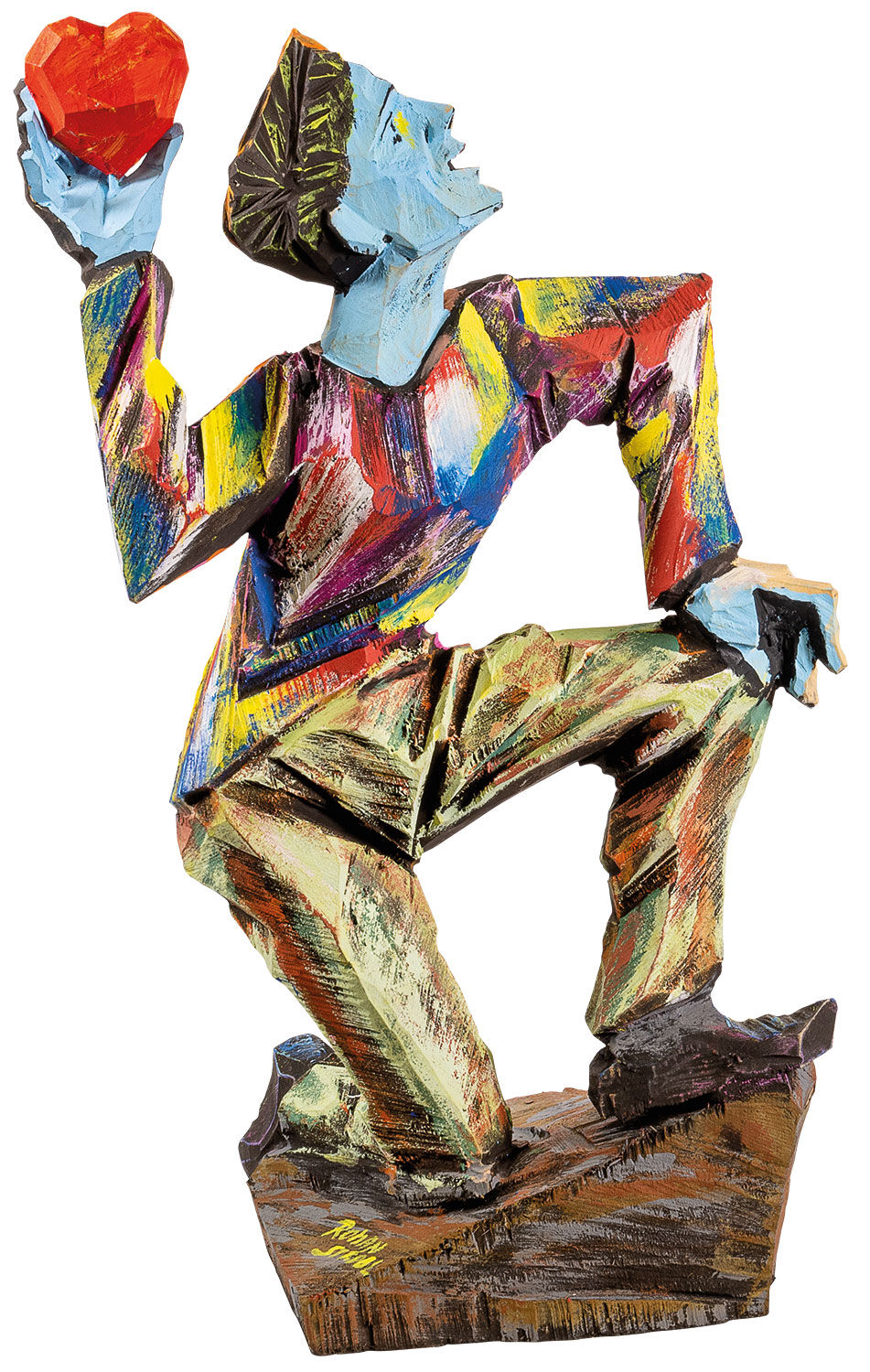 Sculpture "Catch" (Original / Unique piece), hand-painted wood by Roman Johann Strobl