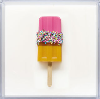 Wandobjekt "Eis am Stiel", Version in Rosa-Gelb