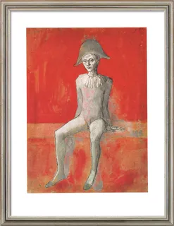 Schilderij "Zittende harlekijn" (1905), ingelijst van Pablo Picasso