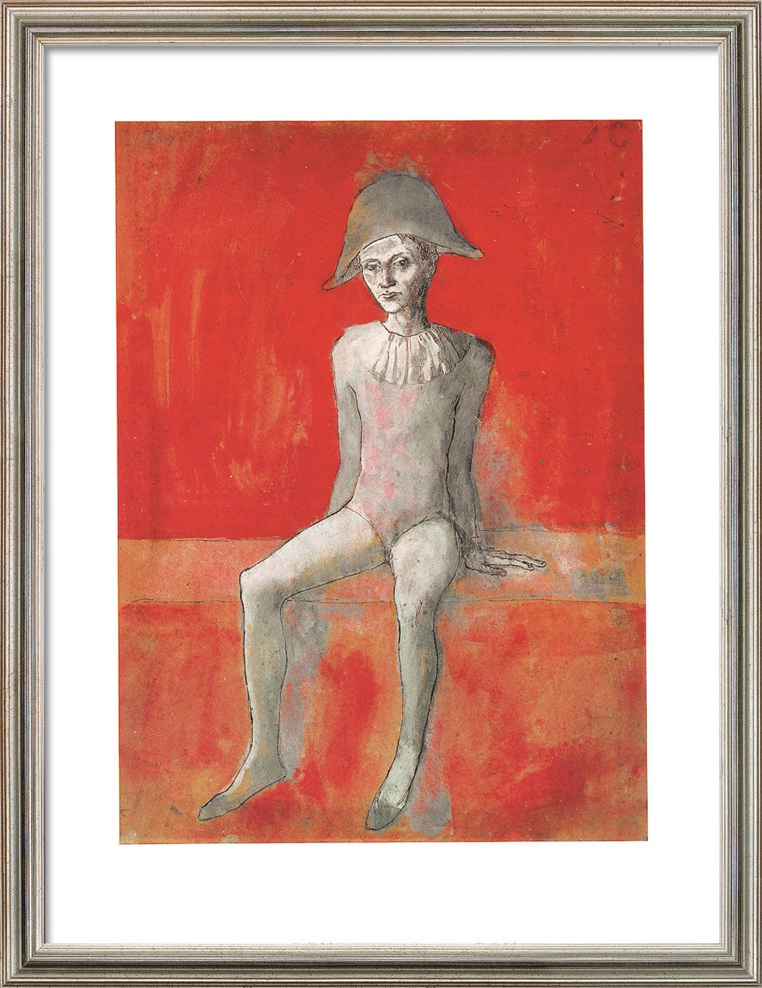 Schilderij "Zittende harlekijn" (1905), ingelijst van Pablo Picasso
