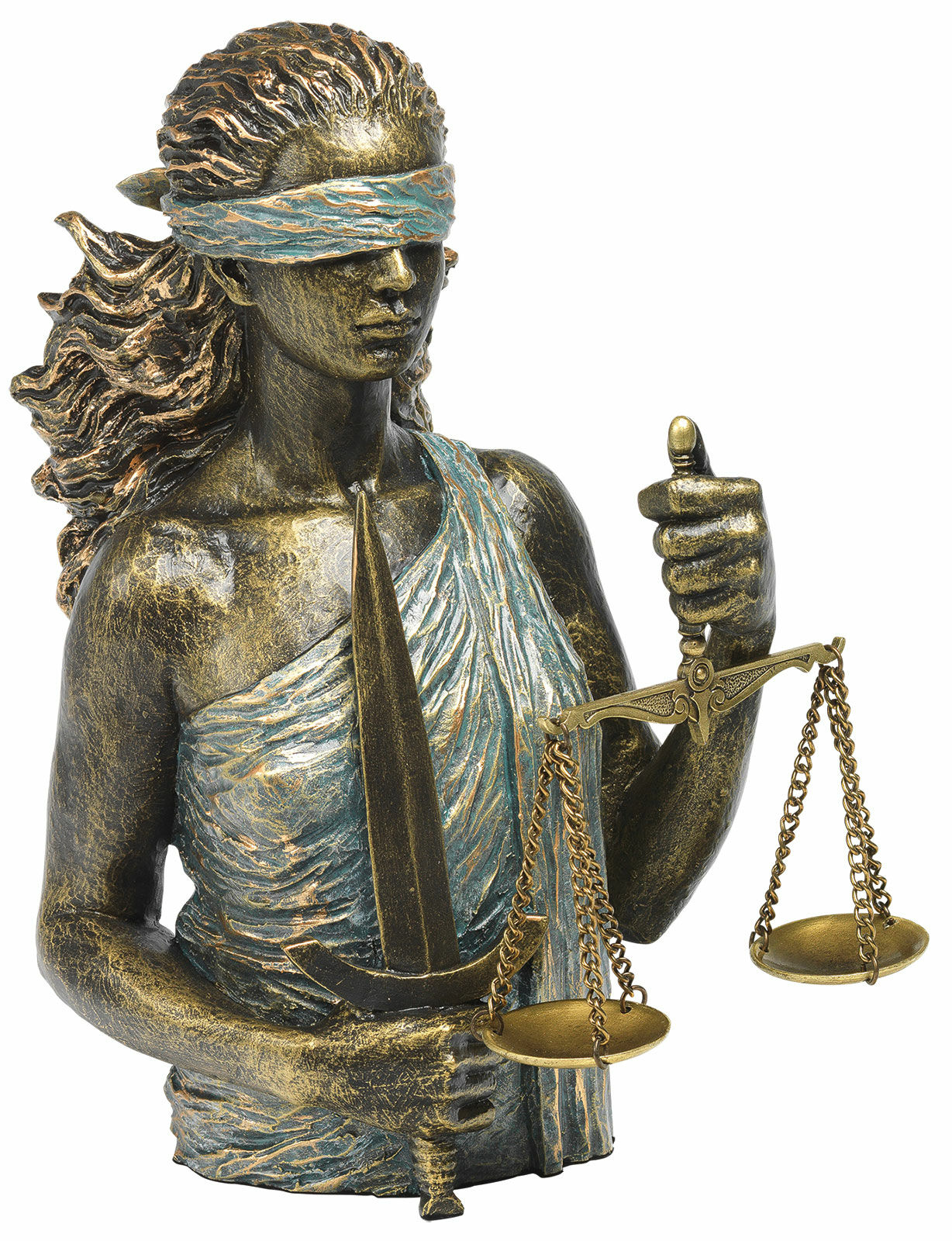 Skulptur "Lady Justice", kunstig sten von Angeles Anglada