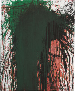 Picture "Poured Picture Green-Red" (2014) by Hermann Nitsch