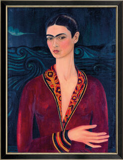 Bild "Selbstporträt mit Samtkleid" (1926), gerahmt