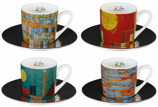 Set de 4 tasses à expresso de motifs de l'artiste, porcelaine