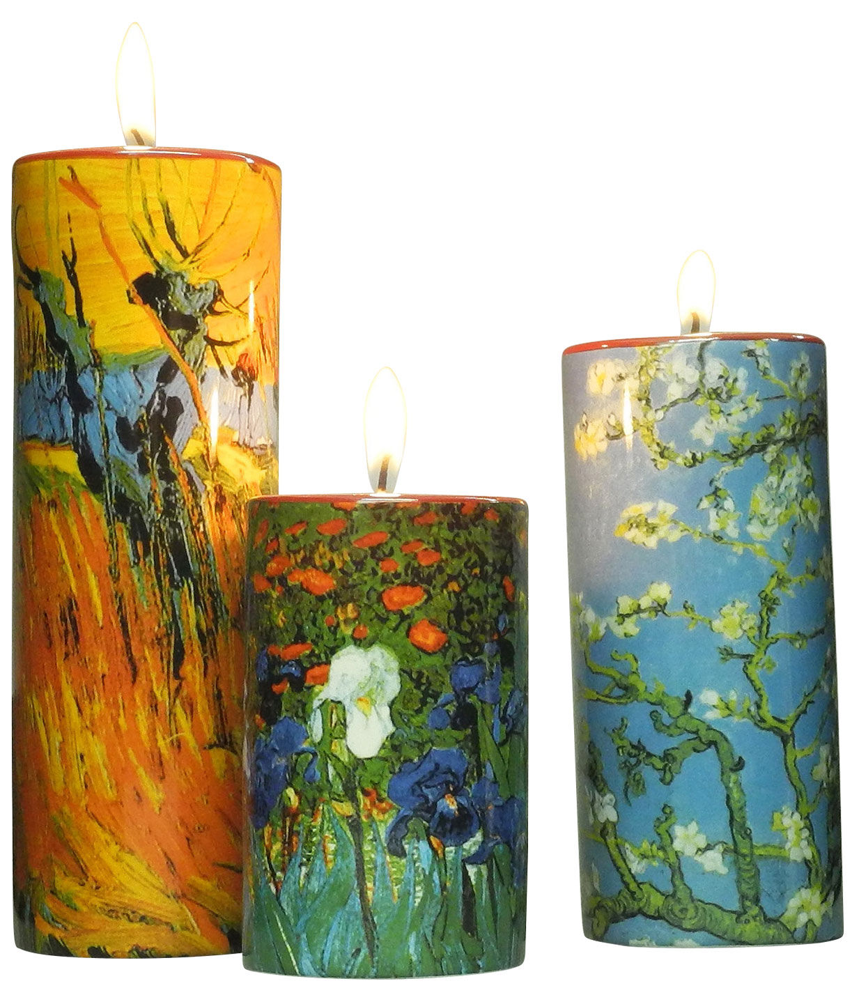 Drei Teelichthalter mit Künstlermotiven im Set, Porzellan von Vincent van Gogh