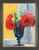 Bild "Rose in blauer Vase", gerahmt