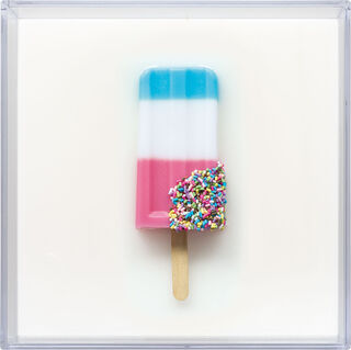 Escultura mural «Popsicle», versión azul, blanca y rosa