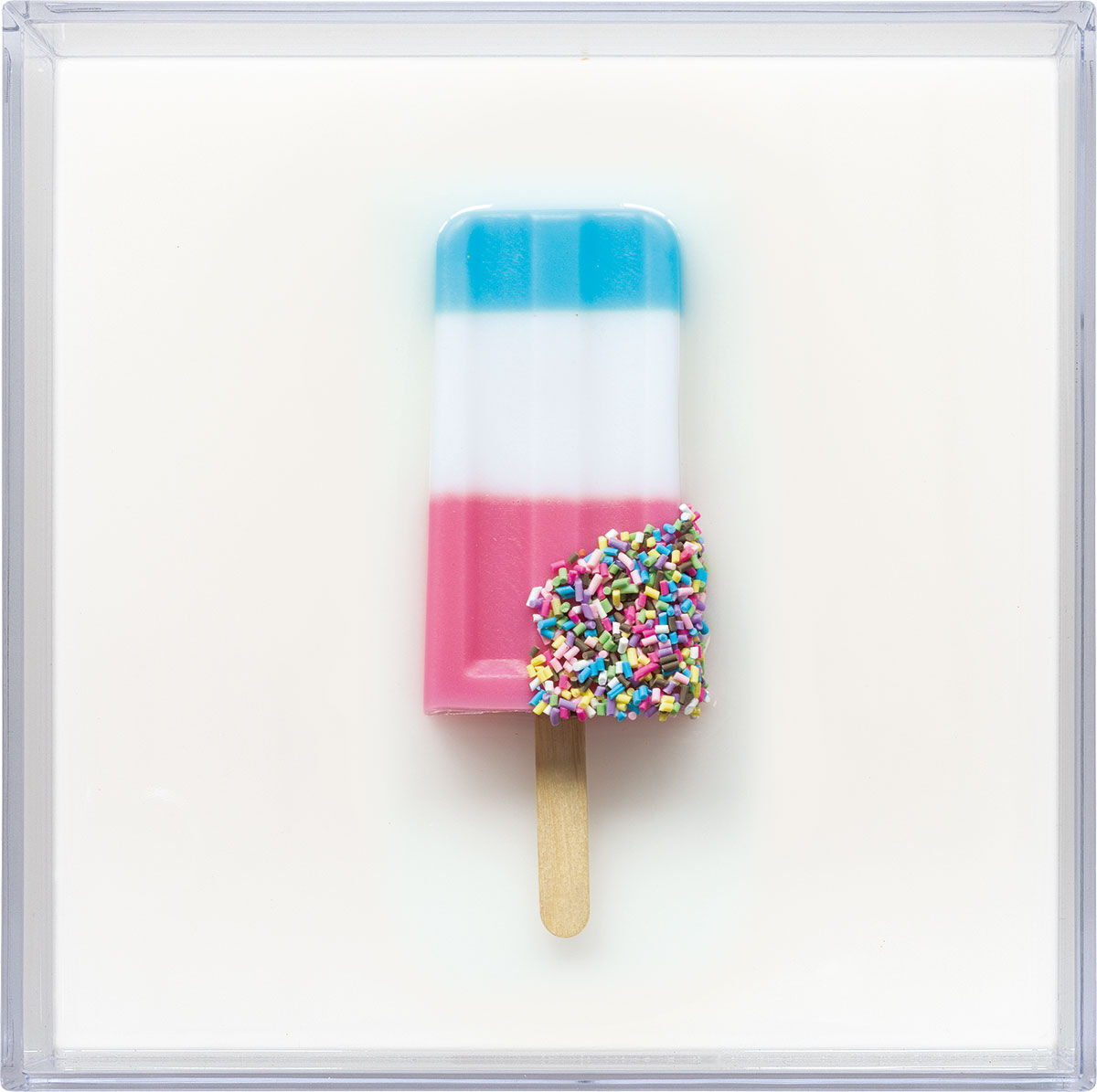 Vægskulptur »Popsicle«, blå-hvid-lyserød udgave af Michael Pfannschmidt