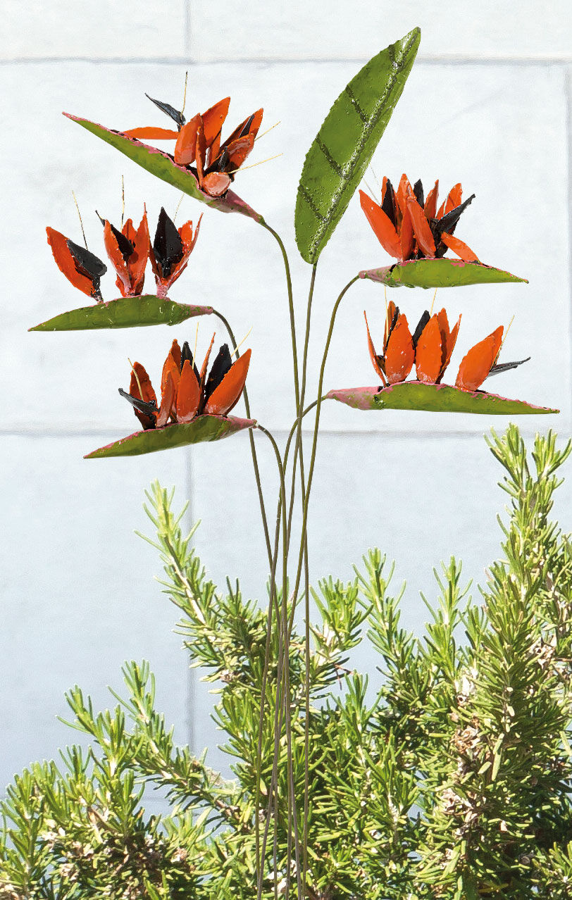 Set de fleurs pour piquet de jardin "fleur d'oiseau de paradis", 6 pièces