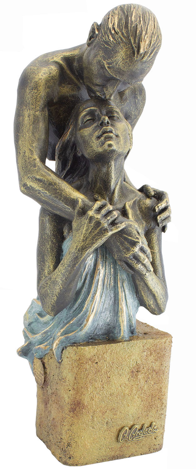 Skulptur "Geteilter Herzschlag", Kunstguss Steinoptik von Angeles Anglada