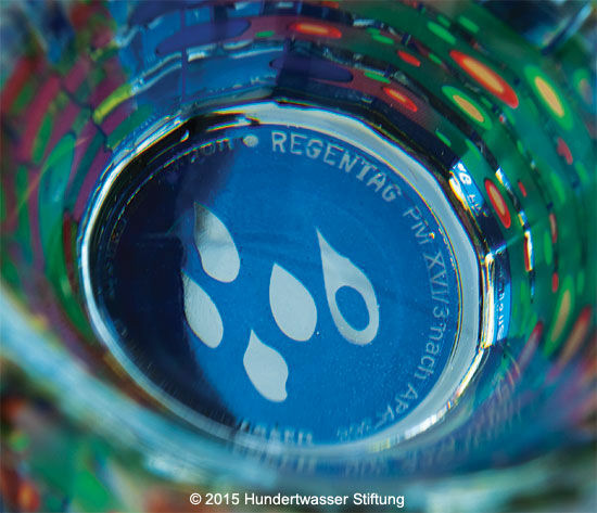 (Sæt C) 2 "Rainy Day Water Glasses" med bog (uden karaffel) von Friedensreich Hundertwasser