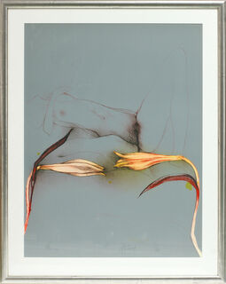 Bild "Paradiesvogelblume" (1979), gerahmt von Bruno Bruni