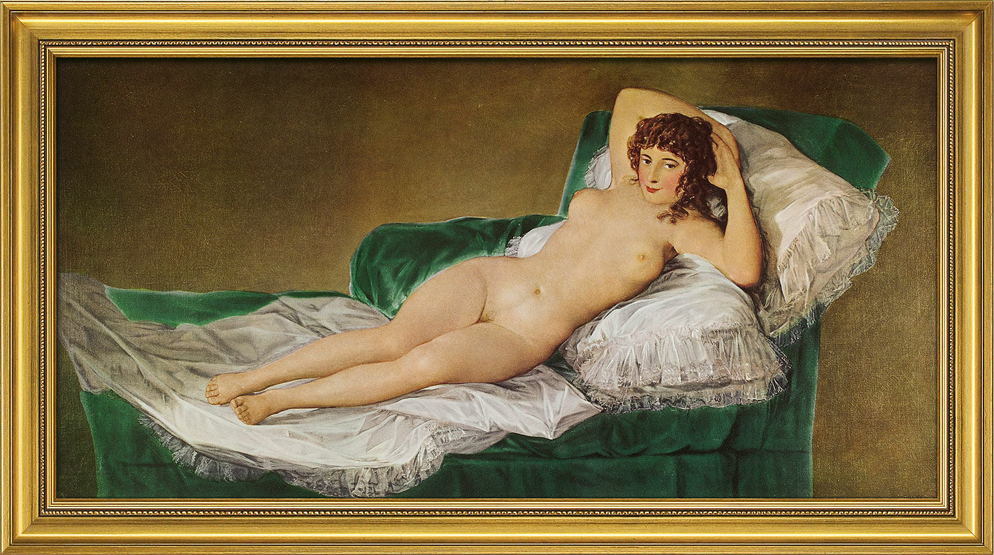 Picture "The Naked Maja" (1797-1800), framed by Francisco de Goya