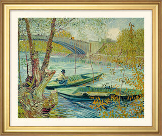 Bild "Fischen im Frühling" (1887), gerahmt von Vincent van Gogh