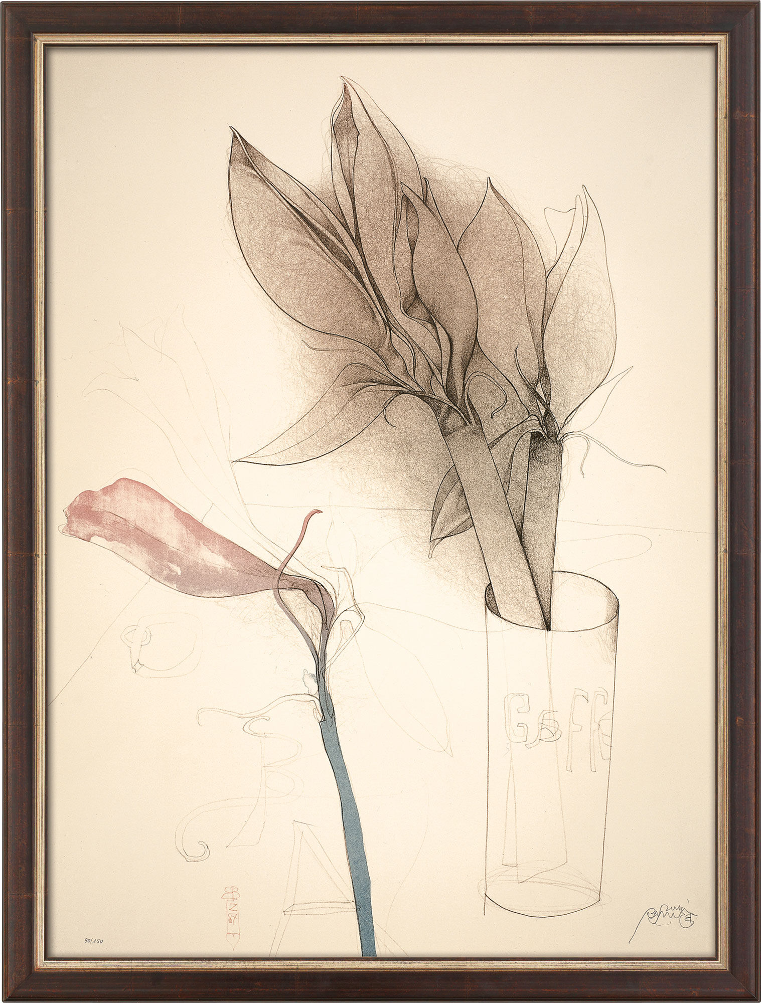 Bild "Amaryllis und Gaffel" (1987), gerahmt von Bruno Bruni