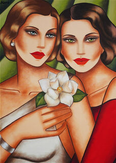 Beeld "Witte Magnolia" (2023) (Origineel / Uniek stuk), op spieraam von Ekaterina Moré
