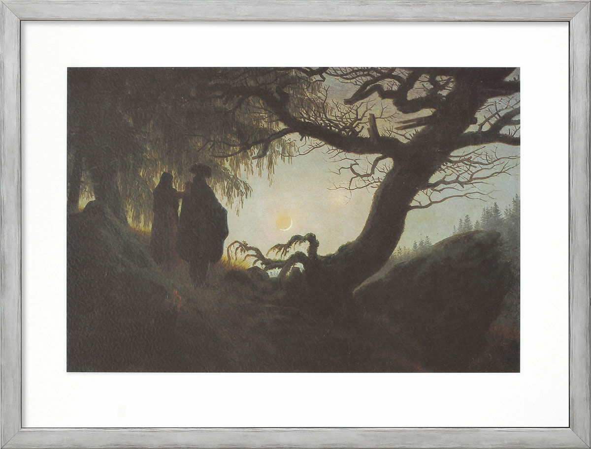 Picture "Woman and Man Contemplating the Moon" (1824), framed by Caspar David Friedrich