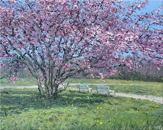 Picture "Ornamental Cherry" (2024) (Original / Unique piece), on stretcher frame by Peter Witt