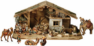 Stable from "The Ulrich Nativity" (without figures), wood hand-painted