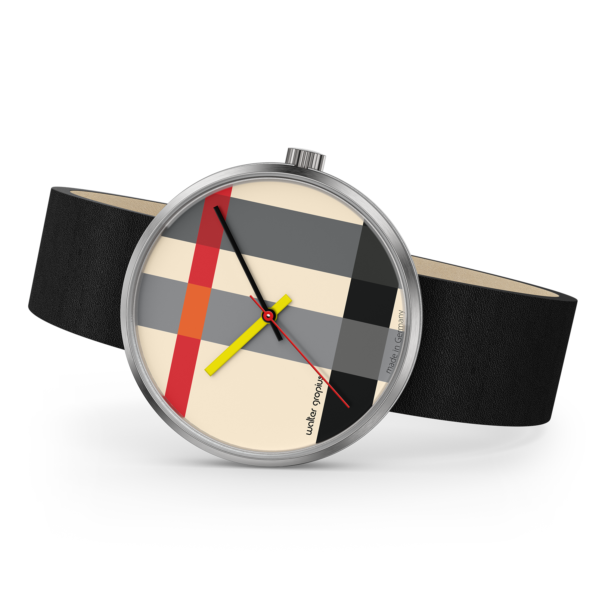 Bauhaus Walter Gropius "Forum Crossing Mondrian" polshorloge – Gemaakt in Duitsland – Saffierglas – 39 mm
