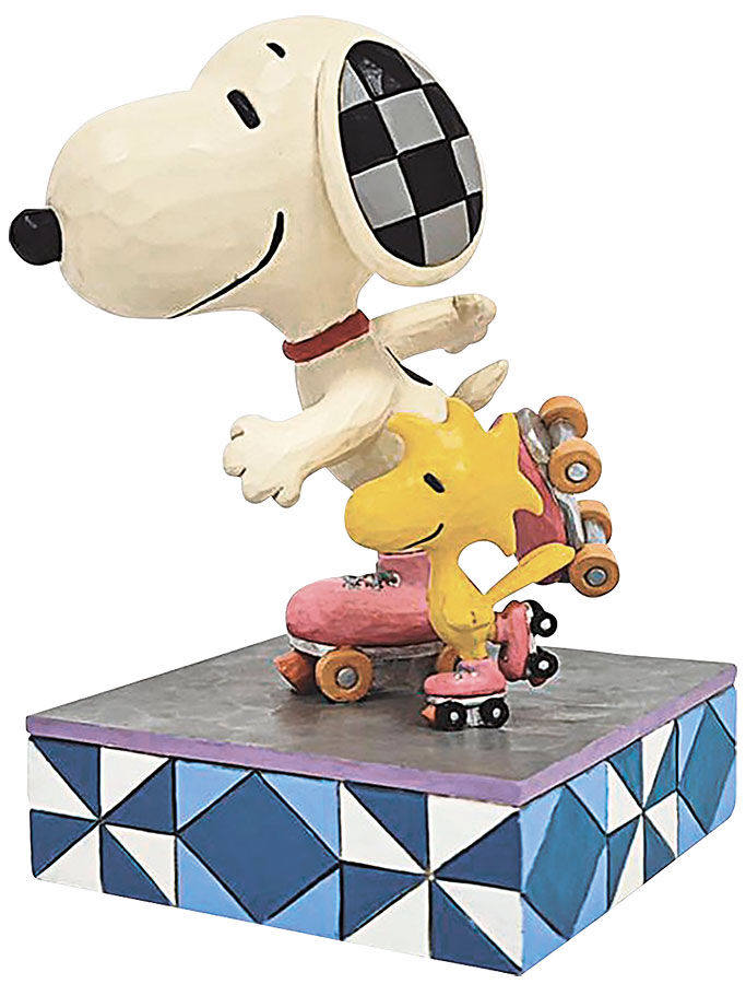Dekorativ figur "Snoopy and Woodstock Roller Skate", støbt af Jim Shore