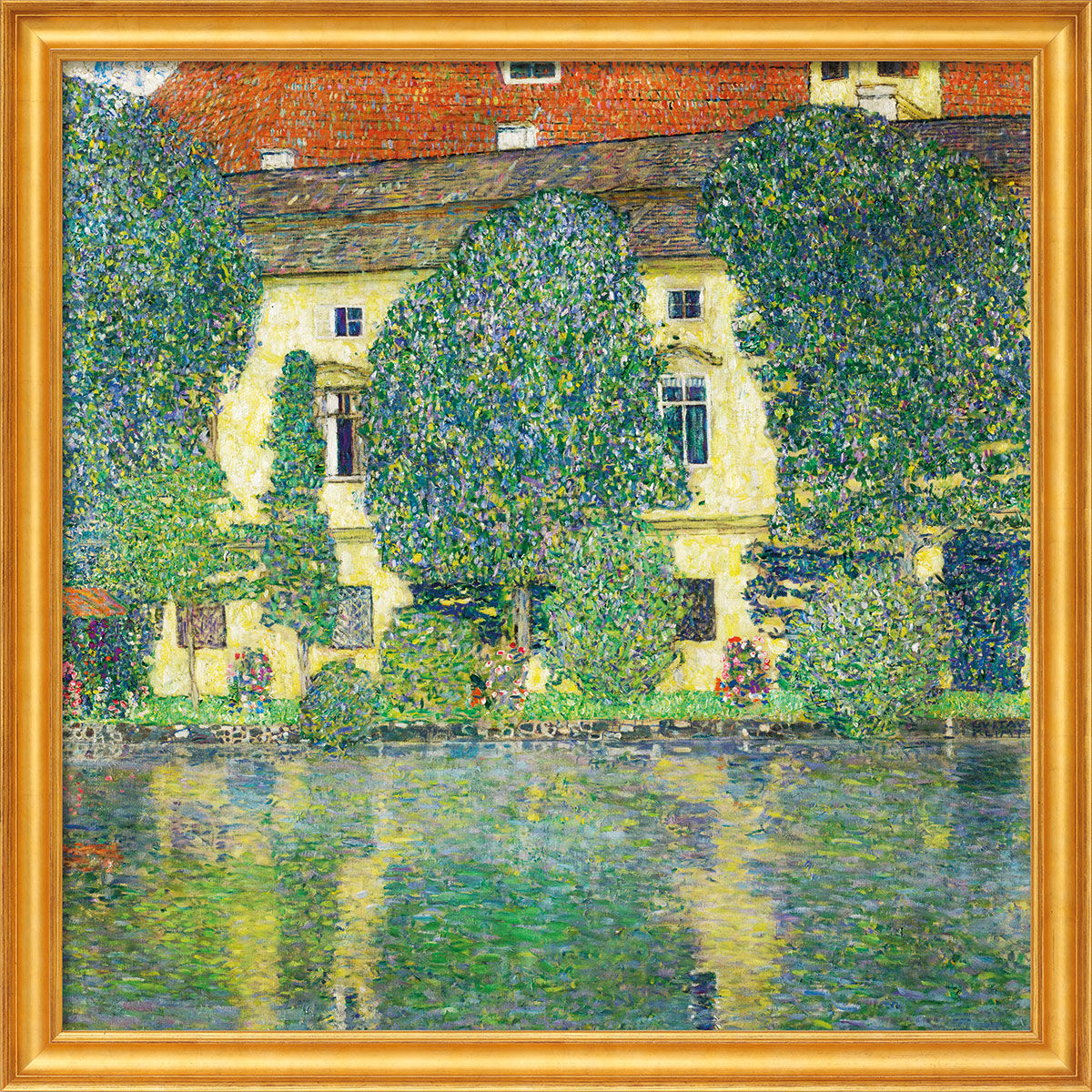 Billede "Kammer Castle on Lake Attersee" (1910), indrammet af Gustav Klimt