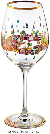 Set de 6 verres à vin "BEAUTY IS A PANACEA - Gold - Red Wine" (La beauté est un panacée) von Friedensreich Hundertwasser