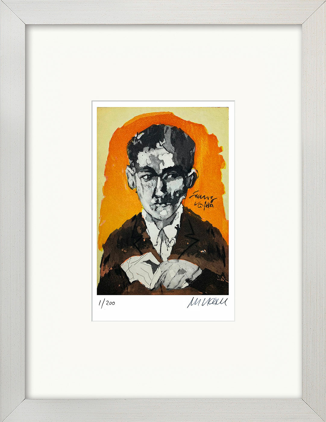 Picture "Franz Kafka" (2022), framed by Armin Mueller-Stahl
