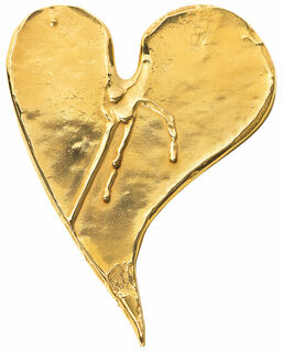 Bronze object "Heart with Tears", gold-plated
