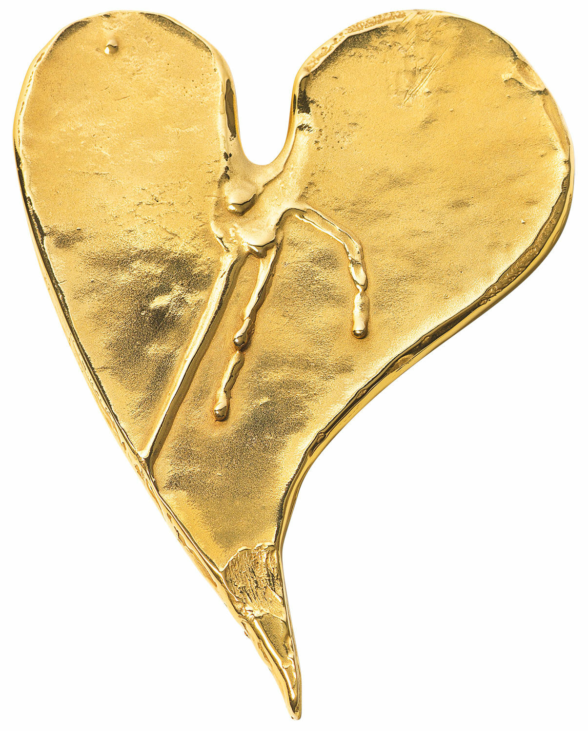 Bronze object "Heart with Tears", gold-plated by Bruno Bruni